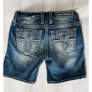 Rock Revival Julee mid rise shorts medium wash 25